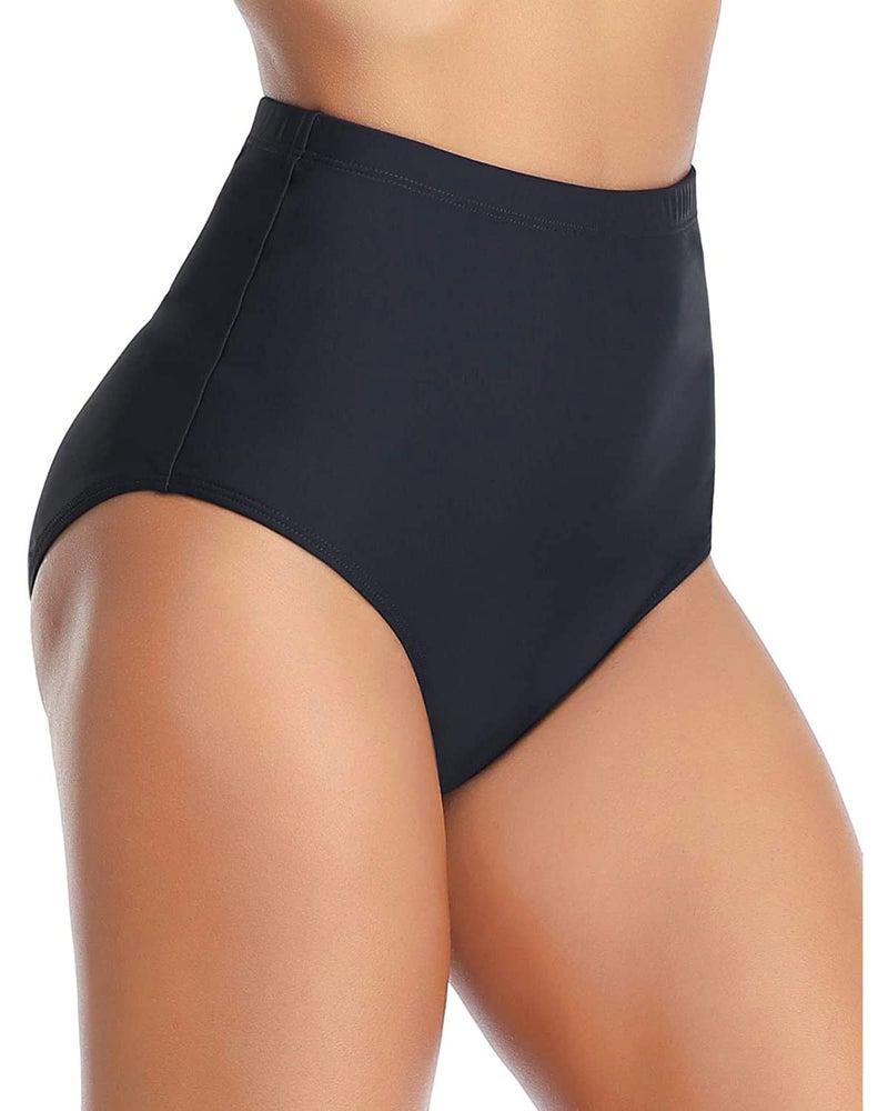 Tempt Me Women Black High Waisted Bikini Bottoms Retro Tummy Control Swimsuit Bottoms M - Image 4